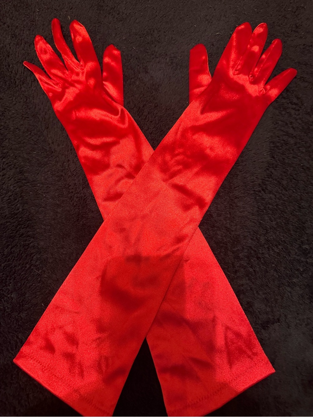 Long Red Satin Opera Gloves - Classic Formal Accessory